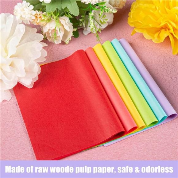 450 Sheets Multicolor Tissue Paper, Gift Wrapping Paper for Birthday Gift DIY - Picture 3 of 6